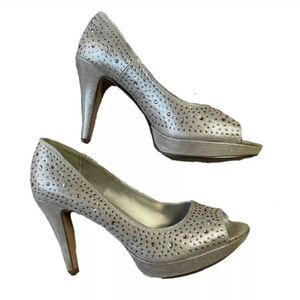 Heart In D Peep Toe Sparkly Heels Size 7